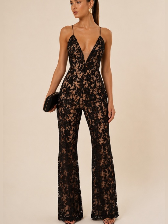 REVOLVE Pants - Chrissy Teigan x revolve black beaded embroidered pant jumpsuit